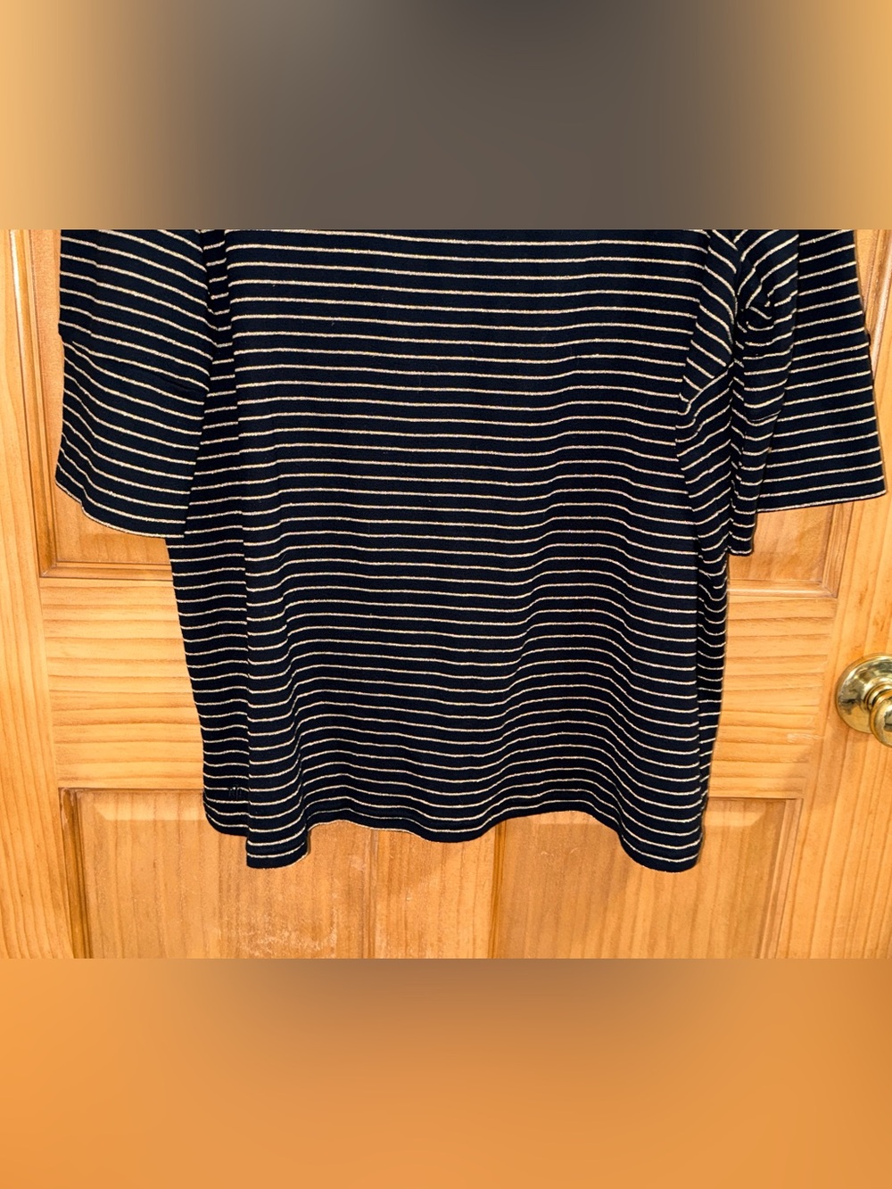 NWOT Lauren Ralph Lauren Black & Metallic Gold Striped Knit Top w 3/4 Sleeve-3X - Picture 5 of 10